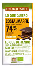 [3760091728647] CHOCOLATE 74% COSTA MARFIL ETHIQUABLE 100G