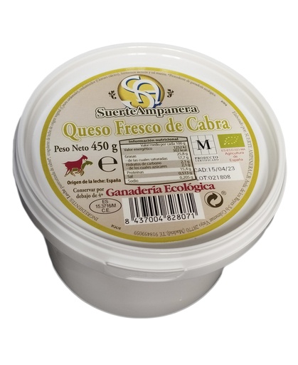[8437004828071] QUEIXO FRESCO ECOLÓGICO DE CABRA SUERTE AMPANERA 450G
